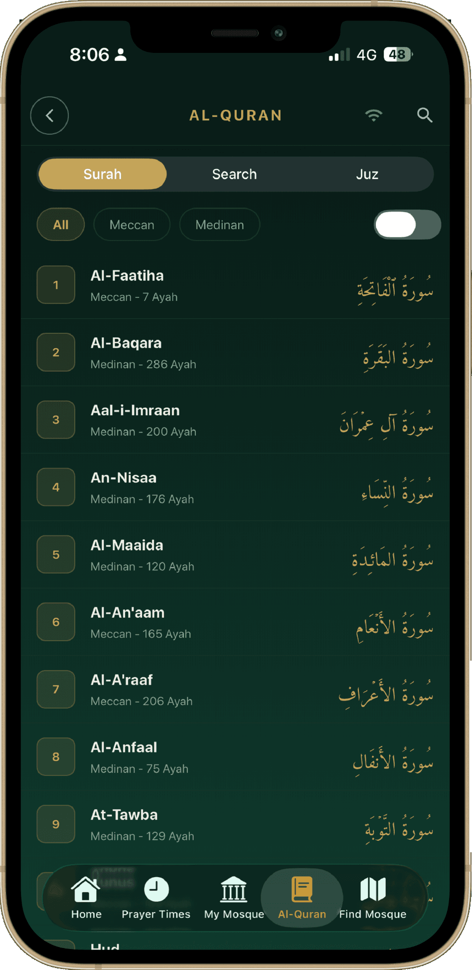 MasjidMe prayer app screenshot