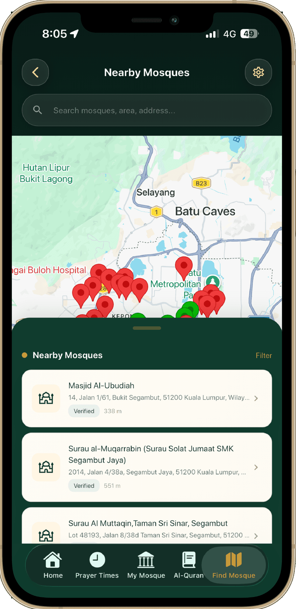 MasjidMe calendar app screenshot